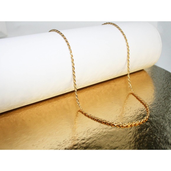Gold Diamond Cut ROPE Chain, Real Gold Plated Sterling Silver Italian Necklace - Picture 1 of 5